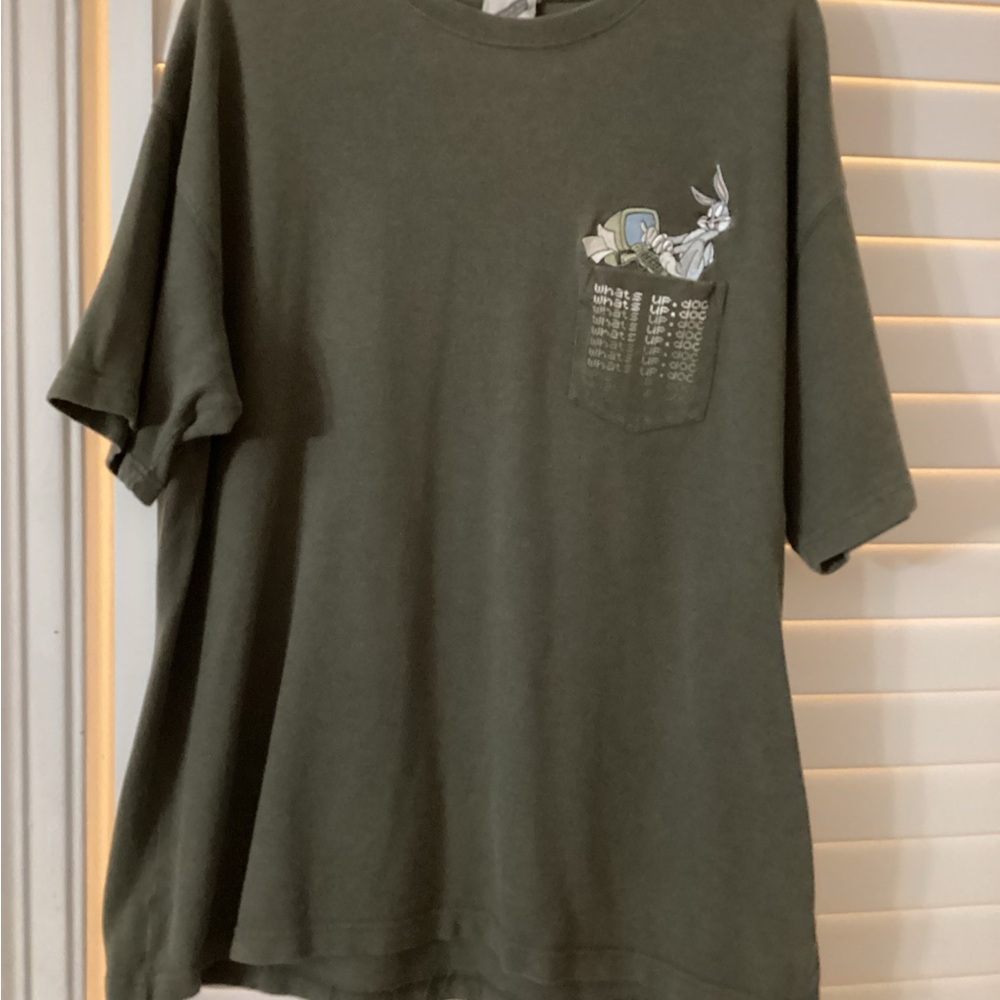 Warner Bros Studio Store Bugs Bunny Greenish-Gray Heavyweight Short Sleeve Tee
